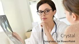  Presentation with xray - PPT layouts consisting of doctor showing xray results to patient background and a lemonade colored foreground