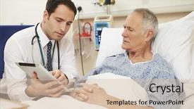  Presentation with tablet - Beautiful presentation theme featuring doctor sitting by male patient' backdrop and a lemonade colored foreground