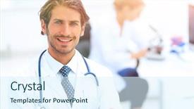  Presentation with military doctor - Slide set enhanced with doctor smiling with arms cross background and a  colored foreground