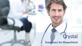  Presentation with male nurses day - Beautiful slides featuring doctor smiling with arms cross backdrop and a light blue colored foreground