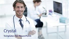  Presentation with doctor cartoon - Cool new theme with doctor smiling with arms cross backdrop and a  colored foreground