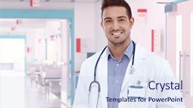  Presentation with lab coat - Beautiful presentation featuring doctor standing at hospital hallway backdrop and a  colored foreground