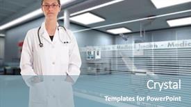  Presentation with operating room - Audience pleasing presentation consisting of doctor standing in a hospital backdrop and a light blue colored foreground