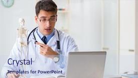  Presentation with skeleton bones - Cool new presentation theme with doctor student studying the bones backdrop and a sky blue colored foreground