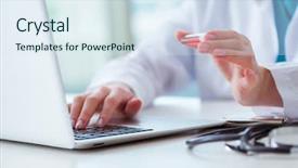  Presentation with blood products in medical - Beautiful presentation featuring doctor studying tube of blood backdrop and a sky blue colored foreground