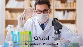  Presentation with dna bacteria - Beautiful presentation theme featuring doctor studying virus bacteria backdrop and a light blue colored foreground