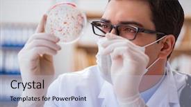  Presentation with dna bacteria - PPT theme having doctor studying virus bacteria background and a light blue colored foreground