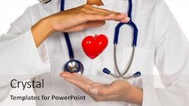  Presentation with artificial intelligence in heart - Presentation theme enhanced with doctor symbolically holding a heart background and a soft green colored foreground