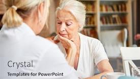  Presentation with care elderly - Theme having care of a depressed elderly background and a light gray colored foreground
