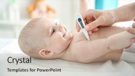  Presentation with temperature - Audience pleasing theme consisting of doctor taking baby's temperature backdrop and a coral colored foreground