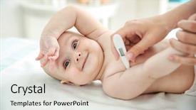  Presentation with temperature - Colorful theme enhanced with doctor taking baby's temperature backdrop and a soft green colored foreground