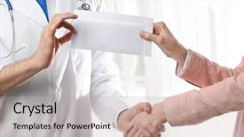  Presentation with bribe - Amazing presentation having doctor taking bribe from woman backdrop and a coral colored foreground