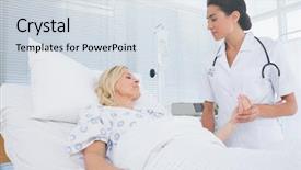  Presentation with patient care - Slide set consisting of doctor taking care of patient background and a sky blue colored foreground