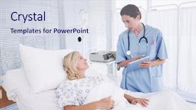  Presentation with pink ribbon - PPT layouts enhanced with doctor taking care of patient background and a sky blue colored foreground