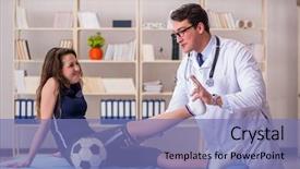  Presentation with sports doctor - Theme with doctor taking care of sport background and a  colored foreground