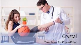  Presentation with sport injury - Cool new presentation theme with doctor taking care of sport backdrop and a light blue colored foreground