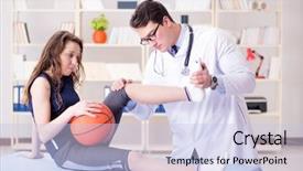  Presentation with sports doctor - Audience pleasing PPT theme consisting of doctor taking care of sport backdrop and a light blue colored foreground