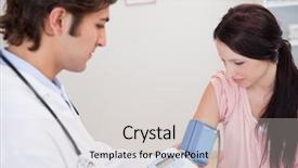  Presentation with blood pressure - Cool new PPT layouts with doctor taking female patients blood backdrop and a  colored foreground