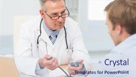  Presentation with taking the blood pressure in black women - Cool new PPT layouts with doctor taking his patients blood backdrop and a sky blue colored foreground