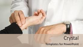  Presentation with pulse - PPT theme consisting of doctor taking patient's pulse background and a soft green colored foreground