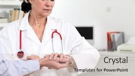 Presentation with pulse - PPT theme featuring doctor taking her patient's pulse background and a  colored foreground