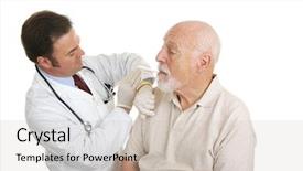  Presentation with temperature - PPT theme consisting of nuturing hospital patient - doctor taking a senior man's background and a soft green colored foreground