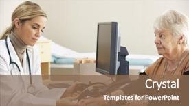  Presentation with blood pressure - PPT theme having taking senior woman's blood background and a violet colored foreground