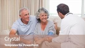  Presentation with taking the blood pressure in black women - PPT layouts with doctor taking the blood pressure background and a coral colored foreground