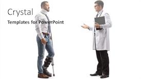 Presentation with cervical - Presentation theme having doctor-talking-to-an-injured background and a white colored foreground