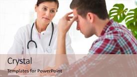  Presentation with nurse a male patient - Presentation theme consisting of doctor talking to her male background and a soft green colored foreground