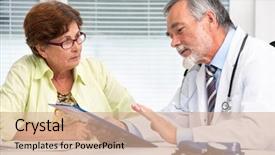  Presentation with patient and doctor - Presentation theme enhanced with doctor talking to his female background and a coral colored foreground