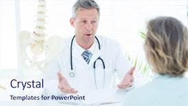  Presentation with doctor office - Presentation theme consisting of doctor talking to his patient background and a sky blue colored foreground