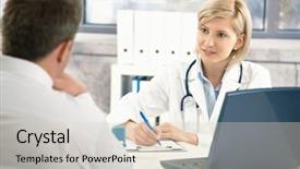  Presentation with doctor office - Slide set consisting of doctor talking to patient background and a lemonade colored foreground