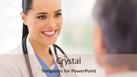  Presentation with doctor and patient medical consultation - Slide set with doctor talking to senior patient background and a coral colored foreground