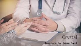  Presentation with doctor office call center - Colorful PPT theme enhanced with doctor talking with her patient in the doctor's office backdrop and a mint green colored foreground