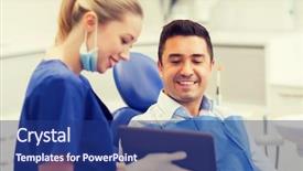  Presentation with patient care - Slides with doctor technology - people medicine stomatology and health background and a navy blue colored foreground