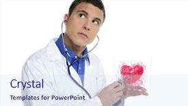  Presentation with heart health - Colorful slides enhanced with doctor test a red heart backdrop and a sky blue colored foreground