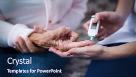  Presentation with patients - Slides having doctor testing a patients glucose background and a navy blue colored foreground