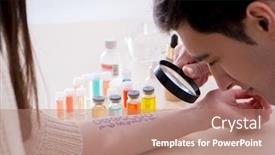  Presentation with allergy - PPT theme consisting of immunology - doctor testing allergy reaction background and a coral colored foreground