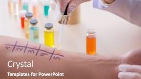  Presentation with allergy - Beautiful presentation featuring doctor testing allergy reaction of patient in hospital backdrop and a coral colored foreground