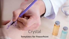  Presentation with allergy - Presentation theme with doctor testing allergy reaction of patient in hospital background and a soft green colored foreground