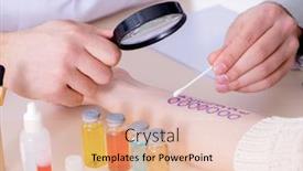  Presentation with allergy - Presentation with doctor-testing-allergy-reaction background and a lemonade colored foreground
