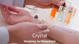  Presentation with allergy - PPT theme consisting of doctor-testing-allergy-reaction background and a coral colored foreground