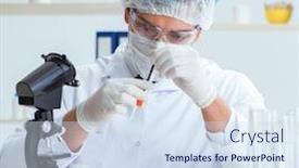  Presentation with drugs - Slide set featuring doctor testing new drugs background and a sky blue colored foreground