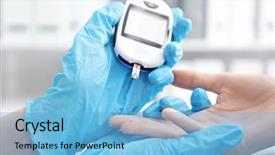  Presentation with diabetes digital - Presentation featuring doctor testing patient's glucose background and a light blue colored foreground
