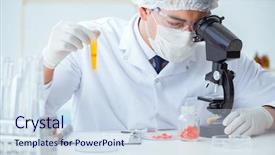  Presentation with patient experience - Presentation theme enhanced with doctor testing patients urine background and a sky blue colored foreground