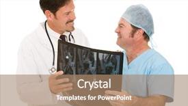  Presentation with mri - PPT theme enhanced with doctor thanking radiologist for giving him mri test results isolated on white background and a coral colored foreground