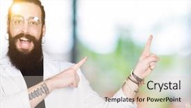  Presentation with long hair man - Presentation design enhanced with doctor therapist man with long background and a lemonade colored foreground