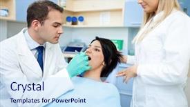  Presentation with dental office - Slides consisting of doctor tooth - dentist examining woman s mouth background and a sky blue colored foreground