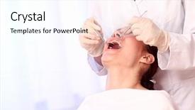  Presentation with patient women abdominal ultrasound - PPT layouts enhanced with doctor tooth - patient visiting dentist background and a pink colored foreground